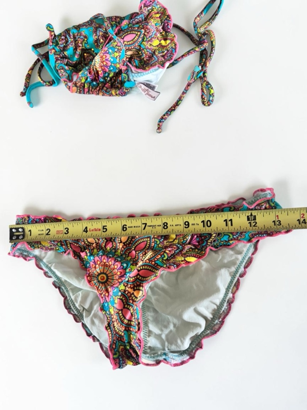 Boho Paisley Bikini Set Colorful Festival Swimwear Adjustable Top L - Picture 7 of 7
